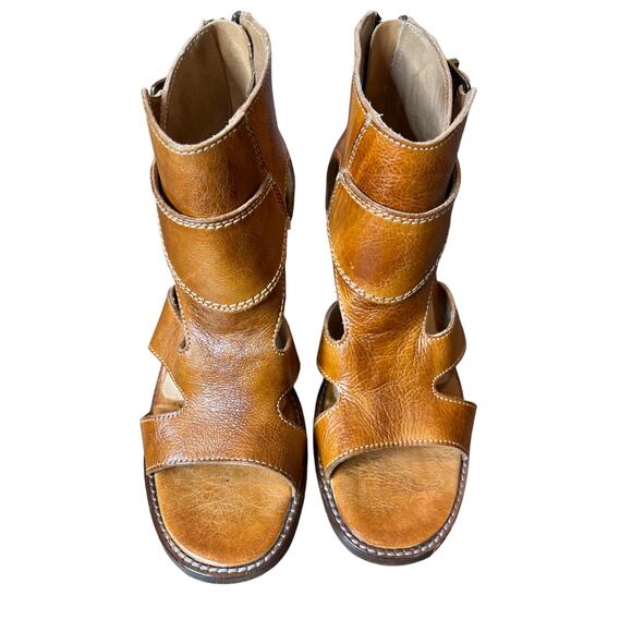 Bed Stu Ida Womens Brown Leather Hook and Loop Heeled Bootie Boots Size 6.5 Shoe - Picture 3 of 11